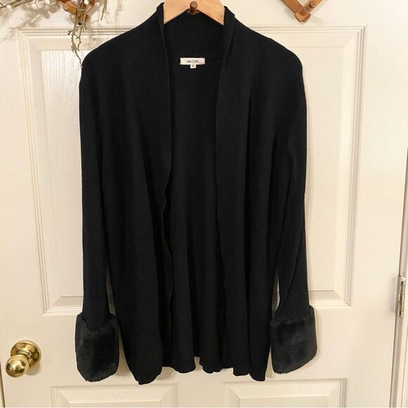 Black Cardigan Sweater with Relaxed Silhouette - Picture 1 of 6